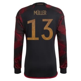 Seconda Maglia Germania Mondiali 2022 Thomas Muller 13 Manica Lunga